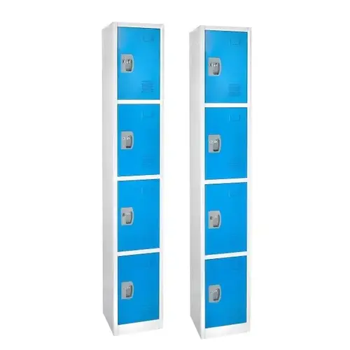 72 In. X 12 In. 4-Compartment Steel Locker Blu - pack of 2 72 In. X 12 In. 4-Compartment Steel Locker Blu - pack of 2