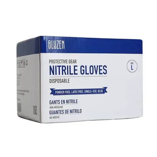 Bluzen Nitrile Gloves, 4 Mil, Blue, Large - pack of 1000 Bluzen Nitrile Gloves, 4 Mil, Blue, Large - pack of 1000