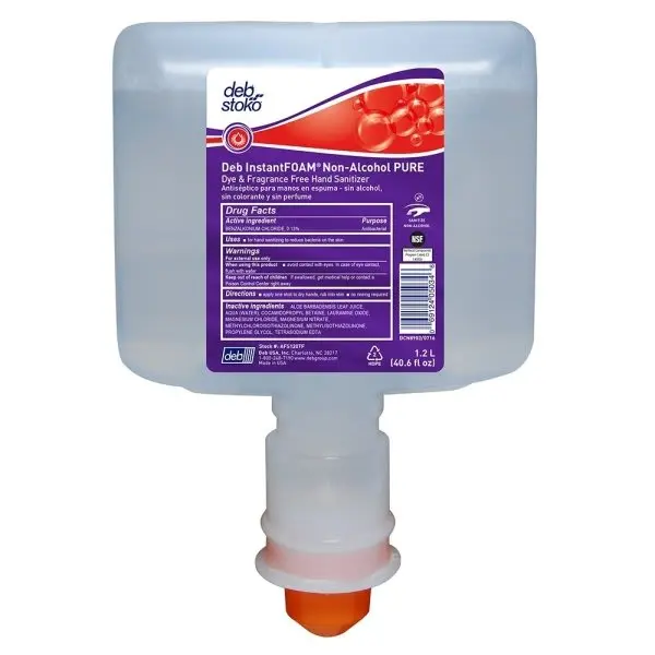 Deb Ultra Cartridge 1.2 L Instantfoam Non-Alcohol Pure Hand Sanitizer - pack of 3 AFS120TF Deb Ultra Cartridge 1.2 L Instantfoam Non-Alcohol Pure Hand Sanitizer - pack of 3 AFS120TF
