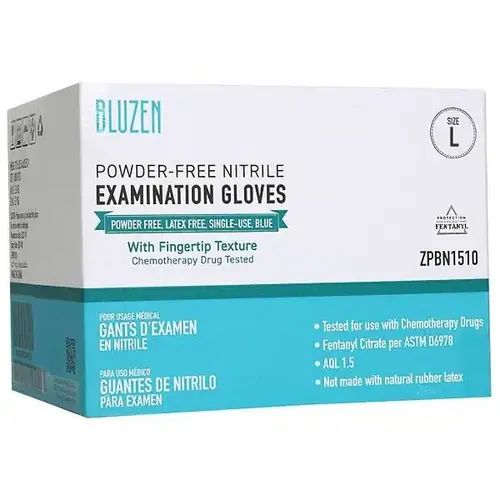 Bluzen Nitrile Exam Gloves, 6 Mil, Blue, Large - pack of 1000 Bluzen Nitrile Exam Gloves, 6 Mil, Blue, Large - pack of 1000