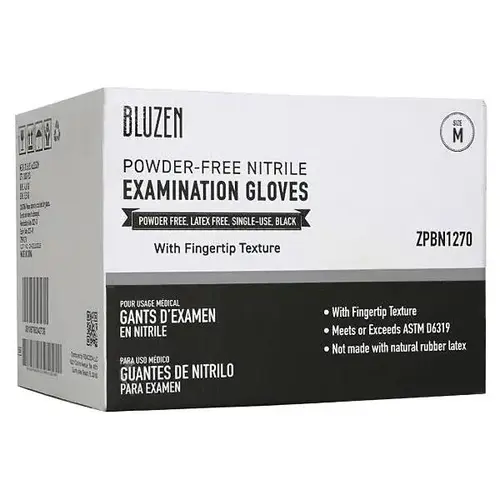 Bluzen Nitrile Exam Gloves, 6 Mil, Black, Medium - pack of 1000 Bluzen Nitrile Exam Gloves, 6 Mil, Black, Medium - pack of 1000