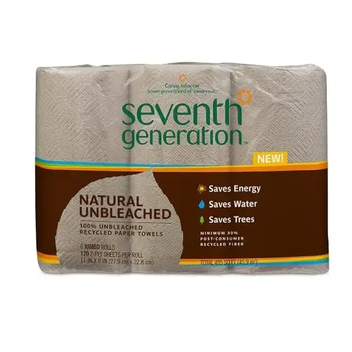 Unbleached 100% Recycled Paper Towel Rolls - pack of 6 Unbleached 100% Recycled Paper Towel Rolls - pack of 6