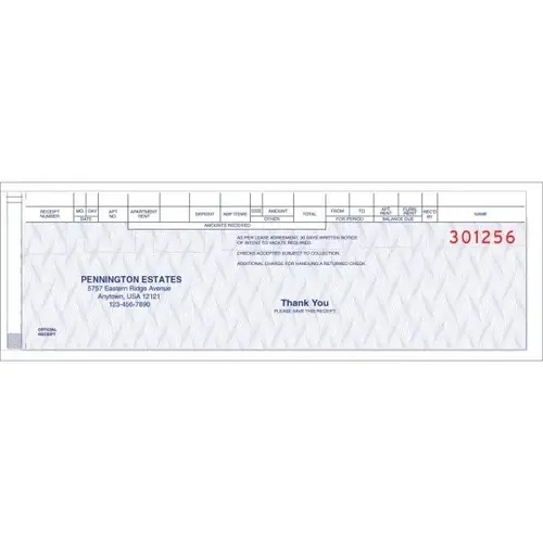 Rent Receipt Pegboard Form, With Free Imprint - pack of 250 Rent Receipt Pegboard Form, With Free Imprint - pack of 250
