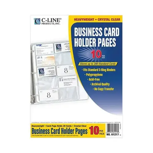 Business Card Binder Pages For 2x3.5 Cards Clear - pack of 10 Business Card Binder Pages For 2x3.5 Cards Clear - pack of 10