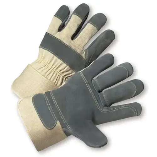 Large Double Leather Palm Gloves W/ Canvas Back And Safety Cuff, 2 Pair - pack of 2 Large Double Leather Palm Gloves W/ Canvas Back And Safety Cuff, 2 Pair - pack of 2