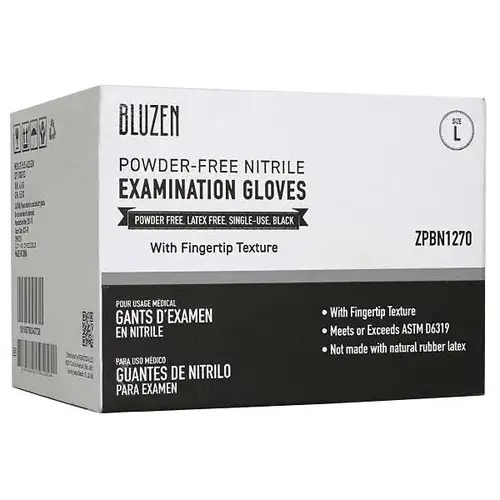 Bluzen Nitrile Exam Gloves, 6 Mil, Black, Large - pack of 1000 Bluzen Nitrile Exam Gloves, 6 Mil, Black, Large - pack of 1000