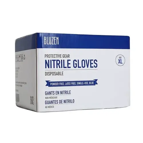 Bluzen Nitrile Gloves, 4 Mil, Blue, X-Large - pack of 1000 Bluzen Nitrile Gloves, 4 Mil, Blue, X-Large - pack of 1000