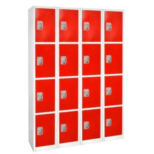 72 In. X 12 In. 4-Compartment Steel Locker Red - pack of 4 72 In. X 12 In. 4-Compartment Steel Locker Red - pack of 4