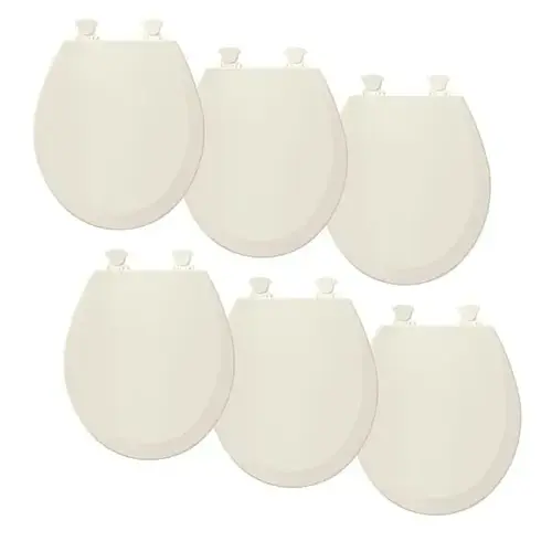 Easy-Clean Round Enameled Wood Closed Front Toilet Seats In Biscuit - pack of 6 Easy-Clean Round Enameled Wood Closed Front Toilet Seats In Biscuit - pack of 6
