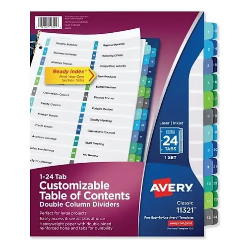 Customizable Toc Ready Index Double Column Multicolor 24-Tab - pack of 24 Customizable Toc Ready Index Double Column Multicolor 24-Tab - pack of 24