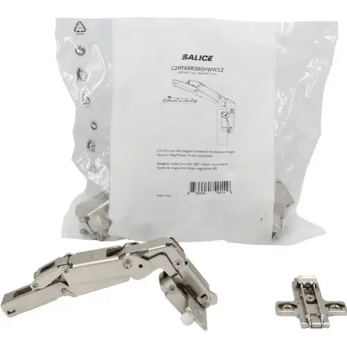 Full O/L 165 Degree Concealed Frameless Hinge, Dowels - pack of 2 Full O/L 165 Degree Concealed Frameless Hinge, Dowels - pack of 2