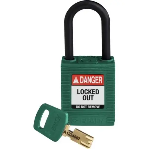 Safekey 1.5 In Plastic Shackle Keyed Different Nylon Padlock Green - pack of 12 Safekey 1.5 In Plastic Shackle Keyed Different Nylon Padlock Green - pack of 12