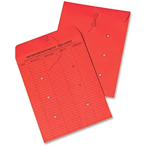 Inter-Department Envelope 10x13" String & Button Red - pack of 100 Inter-Department Envelope 10x13" String & Button Red - pack of 100
