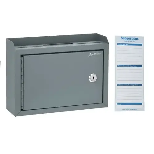 Medium Size Grey Steel Mp Suggest Drop Box W/Suggest Cards - pack of 2 Medium Size Grey Steel Mp Suggest Drop Box W/Suggest Cards - pack of 2