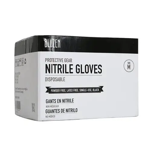 Bluzen Nitrile Gloves, 4 Mil, Black, Medium - pack of 1000 Bluzen Nitrile Gloves, 4 Mil, Black, Medium - pack of 1000