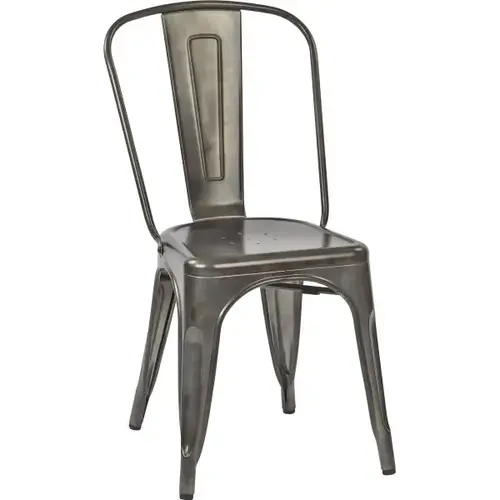 Metal Dining Chair In Matte Galvanized Backrest - pack of 4 Metal Dining Chair In Matte Galvanized Backrest - pack of 4