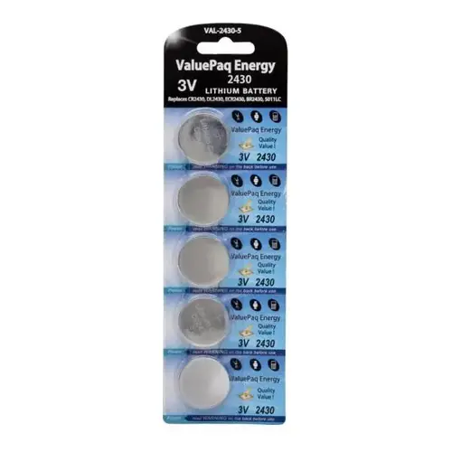 3 Volt Lithium Cr-2430 Battery, Val-2430-5 - pack of 5 3 Volt Lithium Cr-2430 Battery, Val-2430-5 - pack of 5