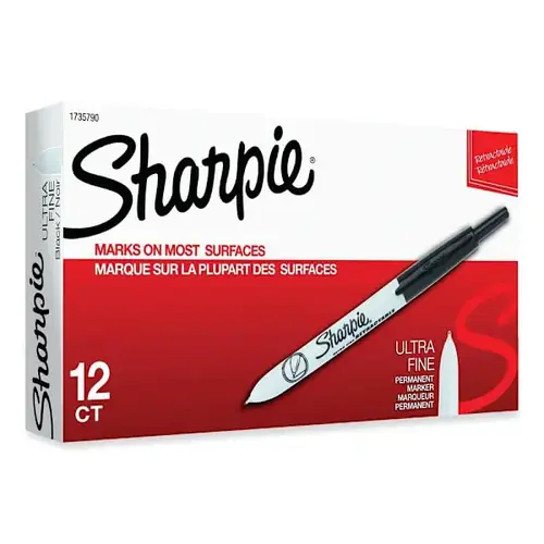 Retractable Permanent Marker Extra-Fine Needle Tip Black - pack of 12 Retractable Permanent Marker Extra-Fine Needle Tip Black - pack of 12