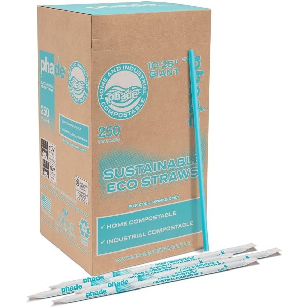 RJ SCHINNER CO 511168-XCP8 Wincup Phade 10.25inch Giant Straw Teal,paper Wrapped - pack of 2000