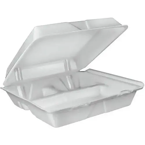 9-3/8 In. X 9 In. X 3 In. Container W/ 3-Compartment White - pack of 200 9-3/8 In. X 9 In. X 3 In. Container W/ 3-Compartment White - pack of 200