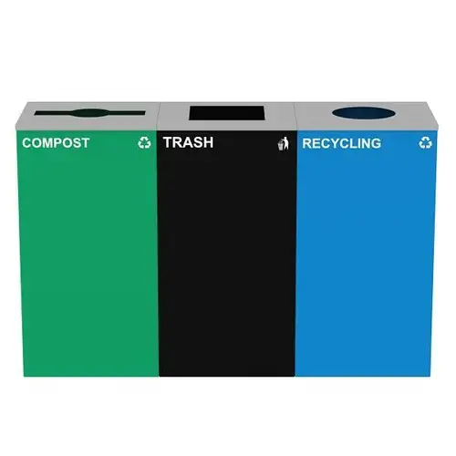 87g Can Receptacle Blue Green Recycle Bin Combo Station - pack of 3 87g Can Receptacle Blue Green Recycle Bin Combo Station - pack of 3
