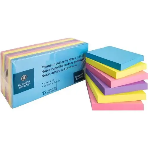Extreme Colors Adhesive Notes 3"X3" Assorted Color - pack of 12 Extreme Colors Adhesive Notes 3"X3" Assorted Color - pack of 12