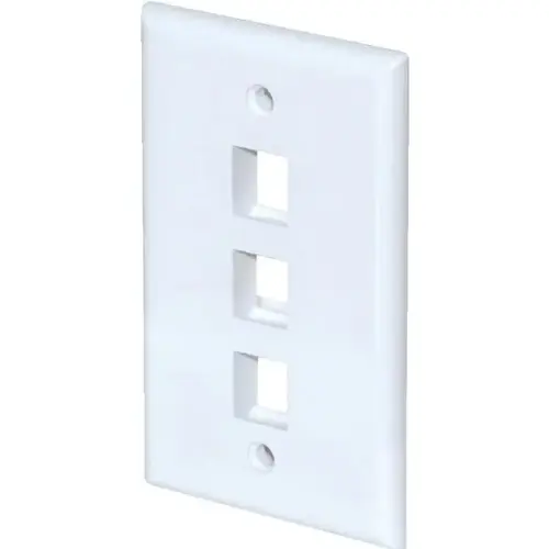 Newhouse Hardware Quickport 3-Port Wall Plate White, QP3-WH-05 - pack of 5 Newhouse Hardware Quickport 3-Port Wall Plate White, QP3-WH-05 - pack of 5