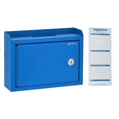 Medium Size Blue Steel Mp Suggest Drop Box W/Suggest Cards - pack of 2 Medium Size Blue Steel Mp Suggest Drop Box W/Suggest Cards - pack of 2