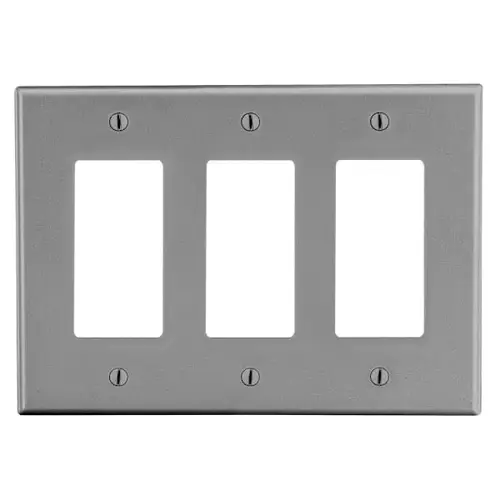 Hubbell 3-Gang Decorator Wall Plate, Gray - pack of 10 Hubbell 3-Gang Decorator Wall Plate, Gray - pack of 10