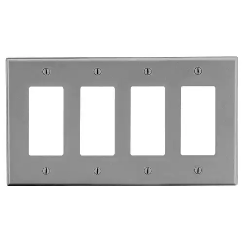 Hubbell 4-Gang Decorator Wall Plate, Gray - pack of 10 Hubbell 4-Gang Decorator Wall Plate, Gray - pack of 10