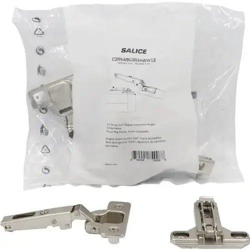 1/2 In. O/L Concealed Self-Closing Euro Hinge Nickel - pack of 2 1/2 In. O/L Concealed Self-Closing Euro Hinge Nickel - pack of 2