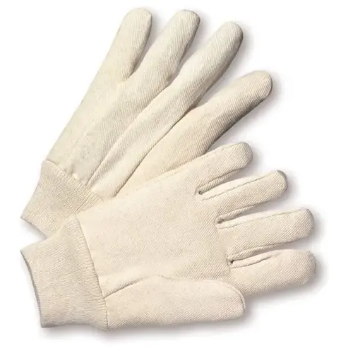 Men'S 10 Oz White Cotton Canvas Gloves With Knit Wrist - pack of 12 Men'S 10 Oz White Cotton Canvas Gloves With Knit Wrist - pack of 12