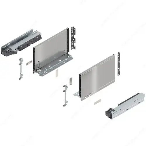 LEGRABOX pure BLUMOTION inner drawer with front panel and front rail, height C Stainless Steel LEGRABOX pure BLUMOTION inner drawer with front panel and front rail, height C Stainless Steel