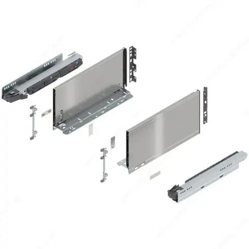 LEGRABOX pure BLUMOTION inner drawer with front panel and front rail, height C Stainless Steel LEGRABOX pure BLUMOTION inner drawer with front panel and front rail, height C Stainless Steel