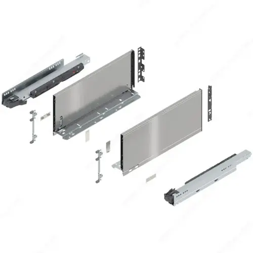 LEGRABOX pure BLUMOTION inner drawer with front panel and front rail, height C Stainless Steel LEGRABOX pure BLUMOTION inner drawer with front panel and front rail, height C Stainless Steel