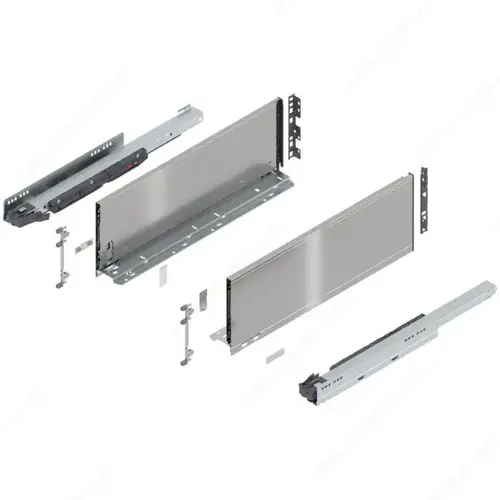 LEGRABOX pure BLUMOTION inner drawer with front panel and front rail, height C Stainless Steel LEGRABOX pure BLUMOTION inner drawer with front panel and front rail, height C Stainless Steel