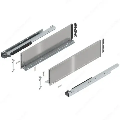 LEGRABOX pure BLUMOTION inner drawer with front panel and front rail, height C Stainless Steel LEGRABOX pure BLUMOTION inner drawer with front panel and front rail, height C Stainless Steel