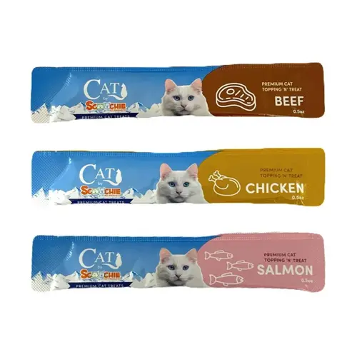 Cat by Scoochie Assorted Lick Treats- Chicken, Salmon, and Beef .5oz- 24 Pack Cat by Scoochie Assorted Lick Treats- Chicken, Salmon, and Beef .5oz- 24 Pack