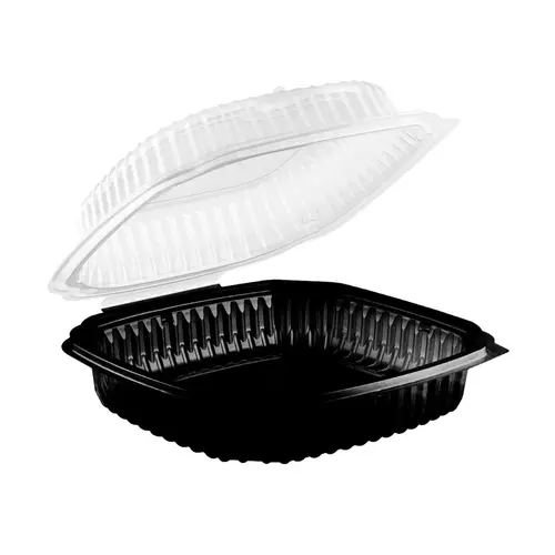 Culinary Lites Take-Out Container Hinged With Dome Lid 9X9X3.0125 IN PP Black Clear Square - pack of 120 Culinary Lites Take-Out Container Hinged With Dome Lid 9X9X3.0125 IN PP Black Clear Square - pack of 120