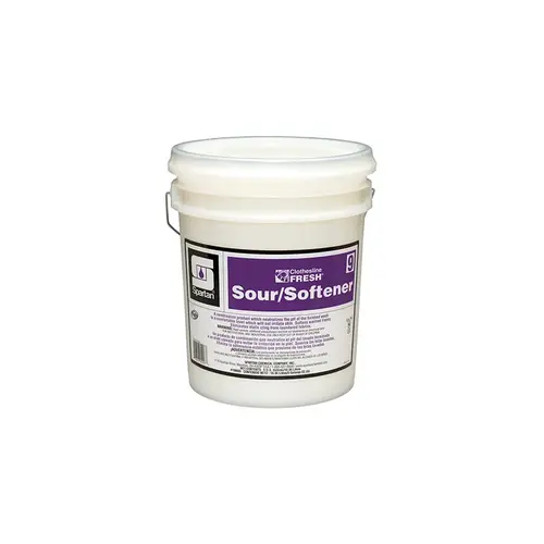 Clothesline Fresh Sour/Softener 9 Mild Scent Laundry 5 GAL Acidic Liquid White Clothesline Fresh Sour/Softener 9 Mild Scent Laundry 5 GAL Acidic Liquid White