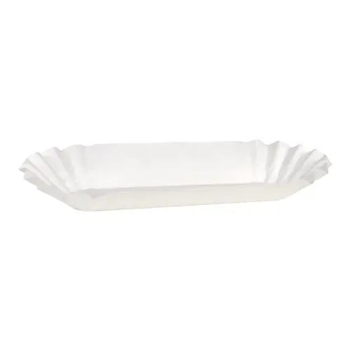 Hot Dog Food Tray Base 6 IN Paper White Fluted - pack of 3000 Hot Dog Food Tray Base 6 IN Paper White Fluted - pack of 3000