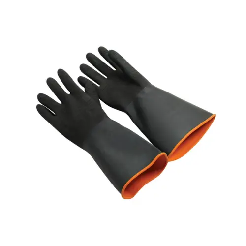 General Purpose Gloves Universal 14 IN Black Heavy Duty Rubber Unlined Crinkle Grip General Purpose Gloves Universal 14 IN Black Heavy Duty Rubber Unlined Crinkle Grip