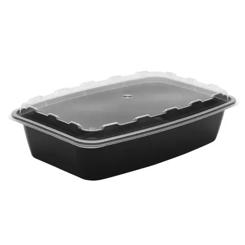 Take-Out Container Base & Lid Combo With Dome Lid 56 OZ Plastic Black Clear Rectangle - pack of 100 Take-Out Container Base & Lid Combo With Dome Lid 56 OZ Plastic Black Clear Rectangle - pack of 100