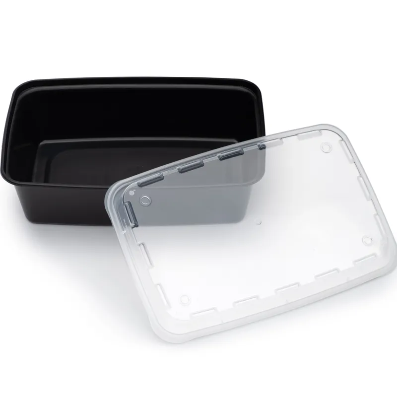 CuBE Packaging CR-937B-VL Take-Out Container Base & Lid Combo With Dome Lid 38 OZ Plastic Black Rectangle - pack of 150