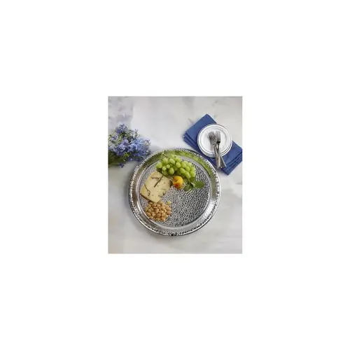 Serving Tray 12 IN Plastic Silver Round Hammered - pack of 36 Serving Tray 12 IN Plastic Silver Round Hammered - pack of 36