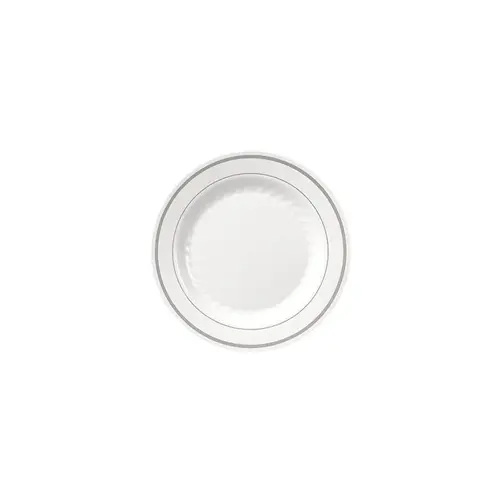 WNA Plate 10.25 IN Plastic White Silver Round - pack of 120 WNA Plate 10.25 IN Plastic White Silver Round - pack of 120