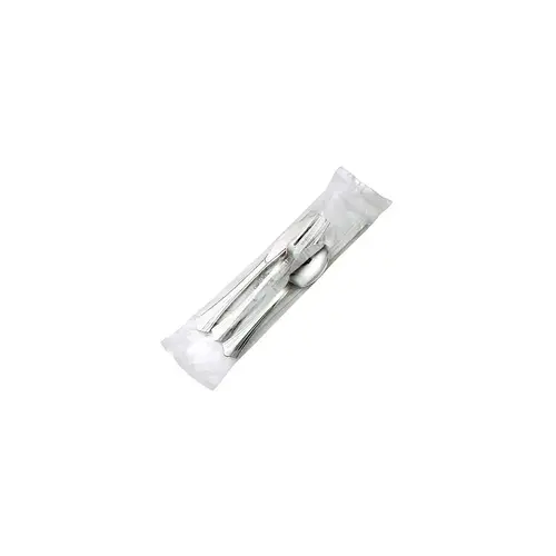 WNA 6PC Cutlery Kit PS Silver With 2PLY Napkin,Fork,Knife,Salt & Pepper,Teaspoon - pack of 100 WNA 6PC Cutlery Kit PS Silver With 2PLY Napkin,Fork,Knife,Salt & Pepper,Teaspoon - pack of 100