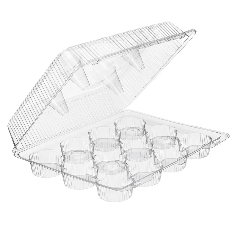 ESSENTIALS SLP212 Essentials SureLock Cupcake Hinged Container With Dome Lid 8X4.5 IN 12 Compartment RPET Clear Rectangle - pack of 100