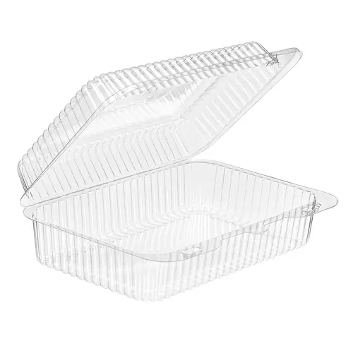 Essentials Take-Out Container Hinged With Dome Lid 9X6X3 IN PET Clear Rectangle Deep Bar Lock - pack of 276 Essentials Take-Out Container Hinged With Dome Lid 9X6X3 IN PET Clear Rectangle Deep Bar Lock - pack of 276