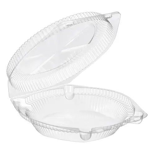 Essentials SureLock Pie Hinged Container With Dome Lid 9 IN RPET Clear Round - pack of 200 Essentials SureLock Pie Hinged Container With Dome Lid 9 IN RPET Clear Round - pack of 200